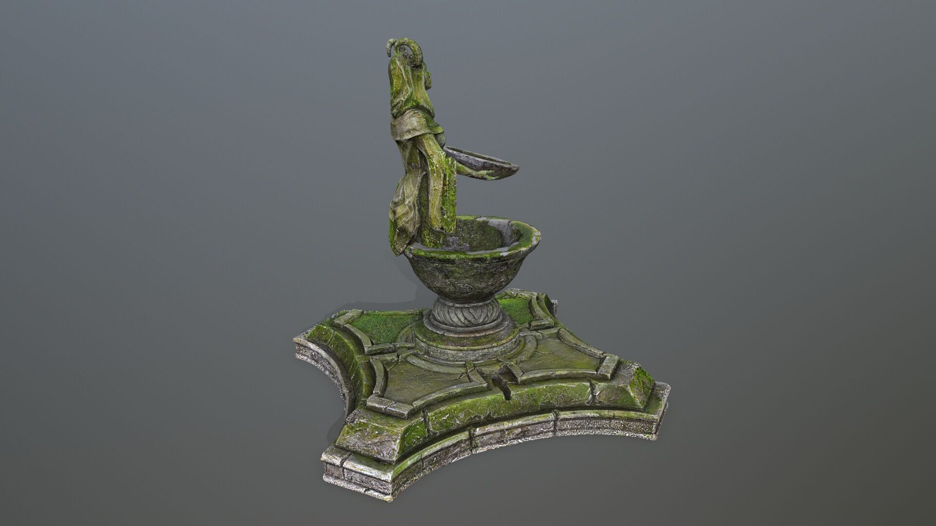 angel fountain Low-poly 3D model_8