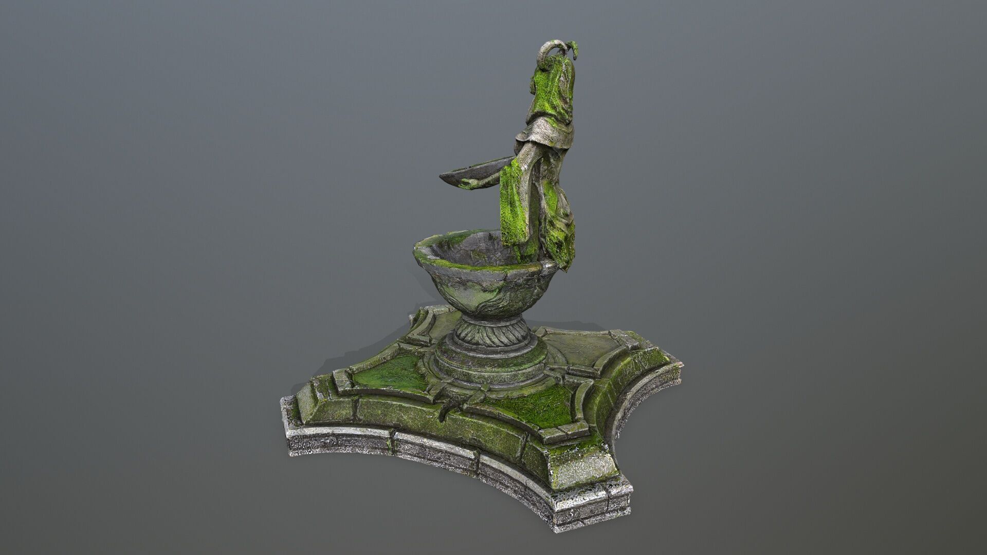 angel fountain Low-poly 3D model_5