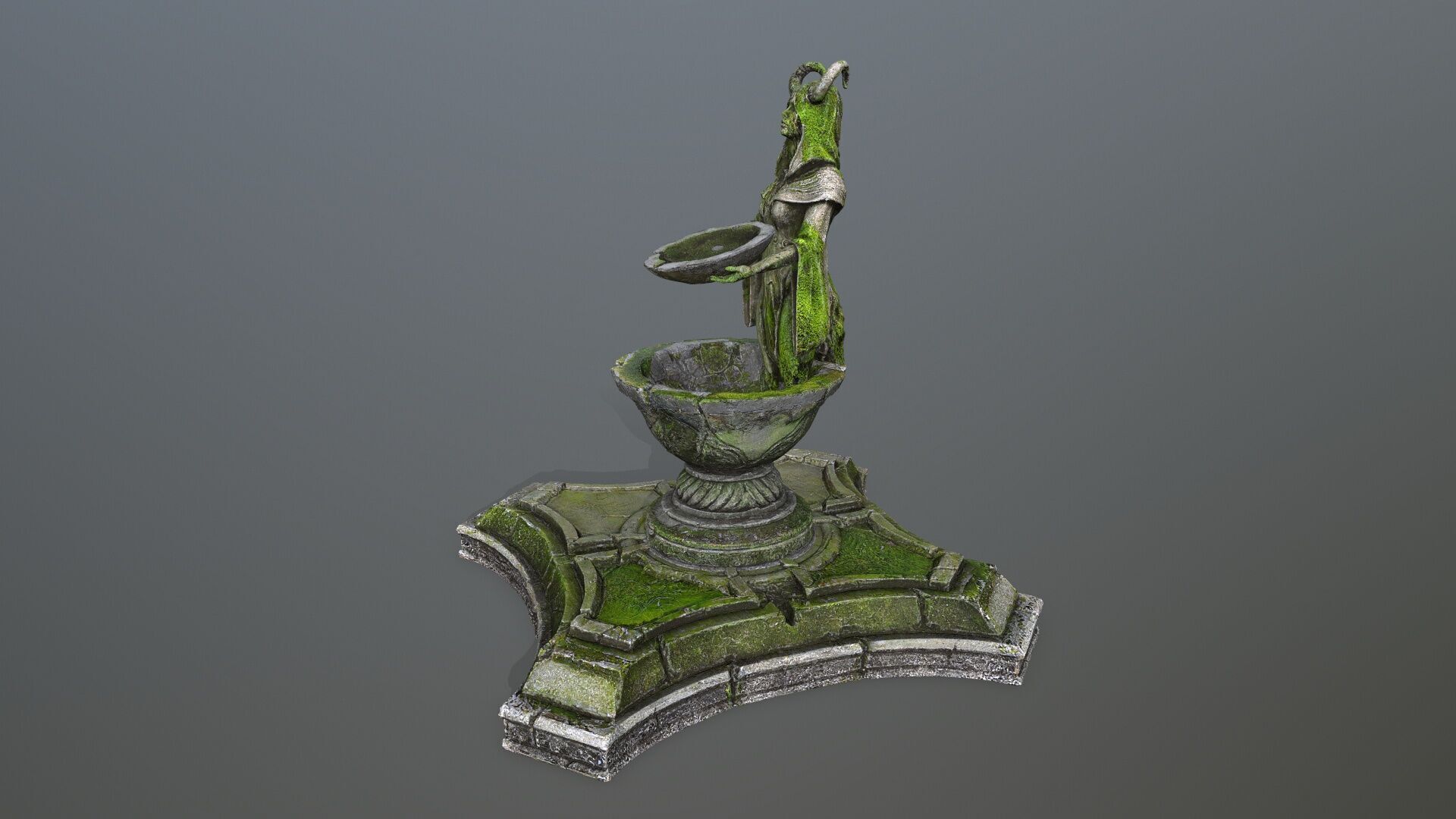 angel fountain Low-poly 3D model_4