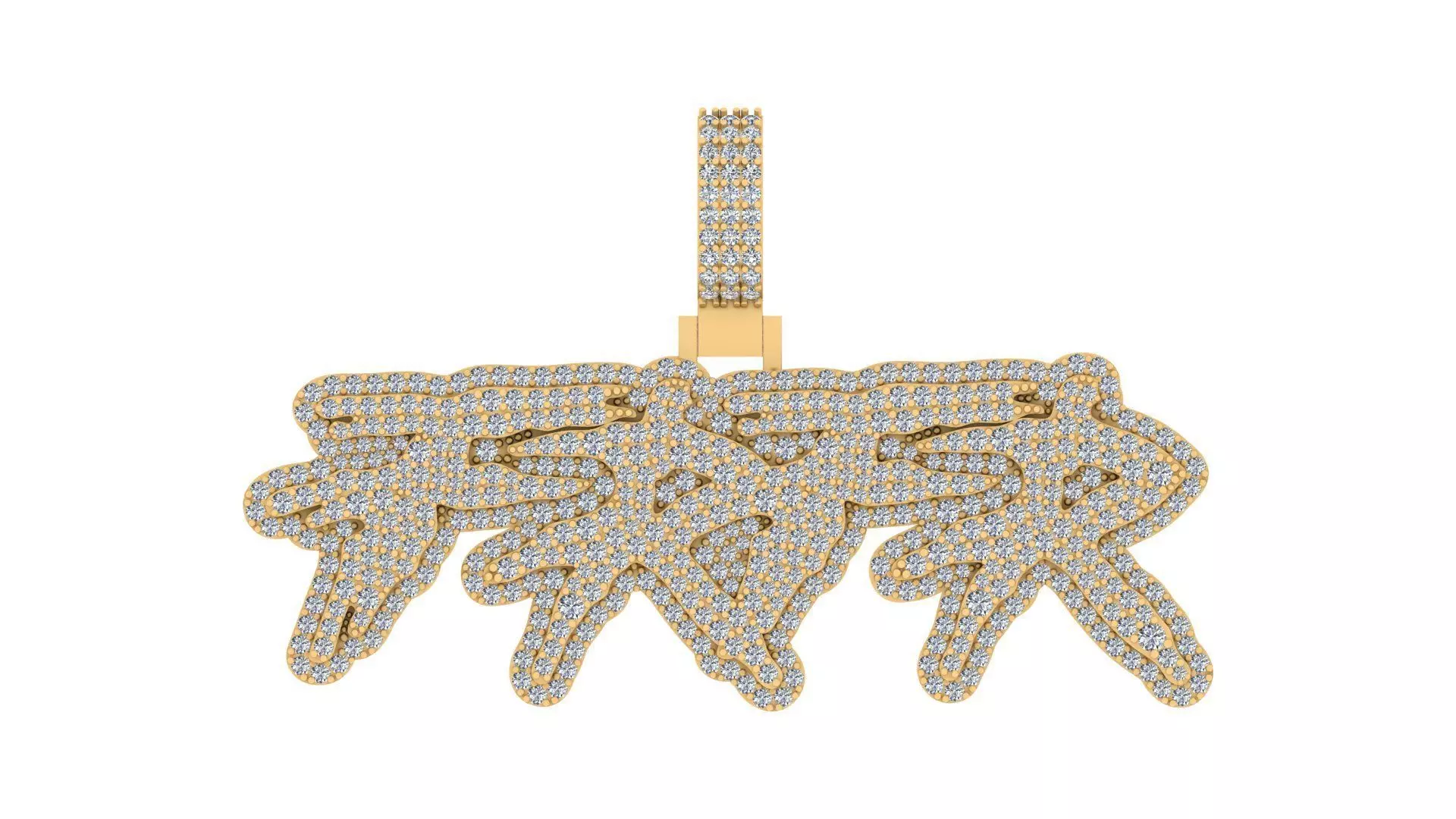 Iced-Out Graffiti Script Pendant 3D print model