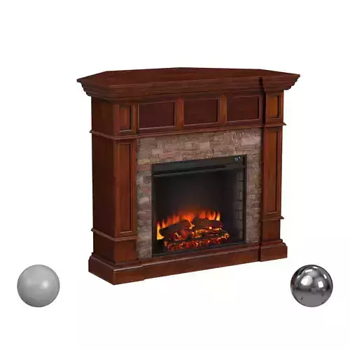SEI Furniture Merrimack Faux Stone Electric Fireplace in Oak 3D model