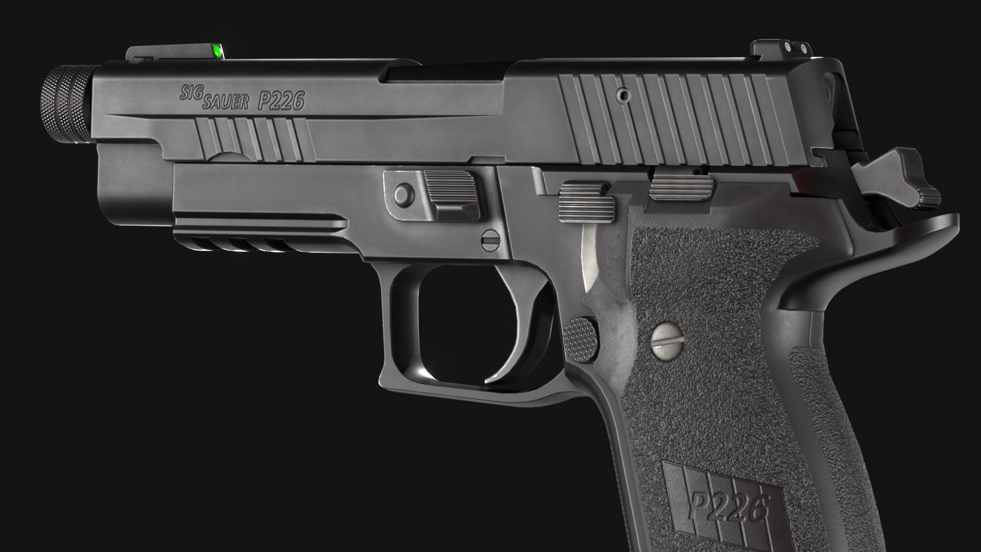 SIG Sauer P226 TACOPS and SRD9 Suppressor - Game Asset Low-poly 3D model_3