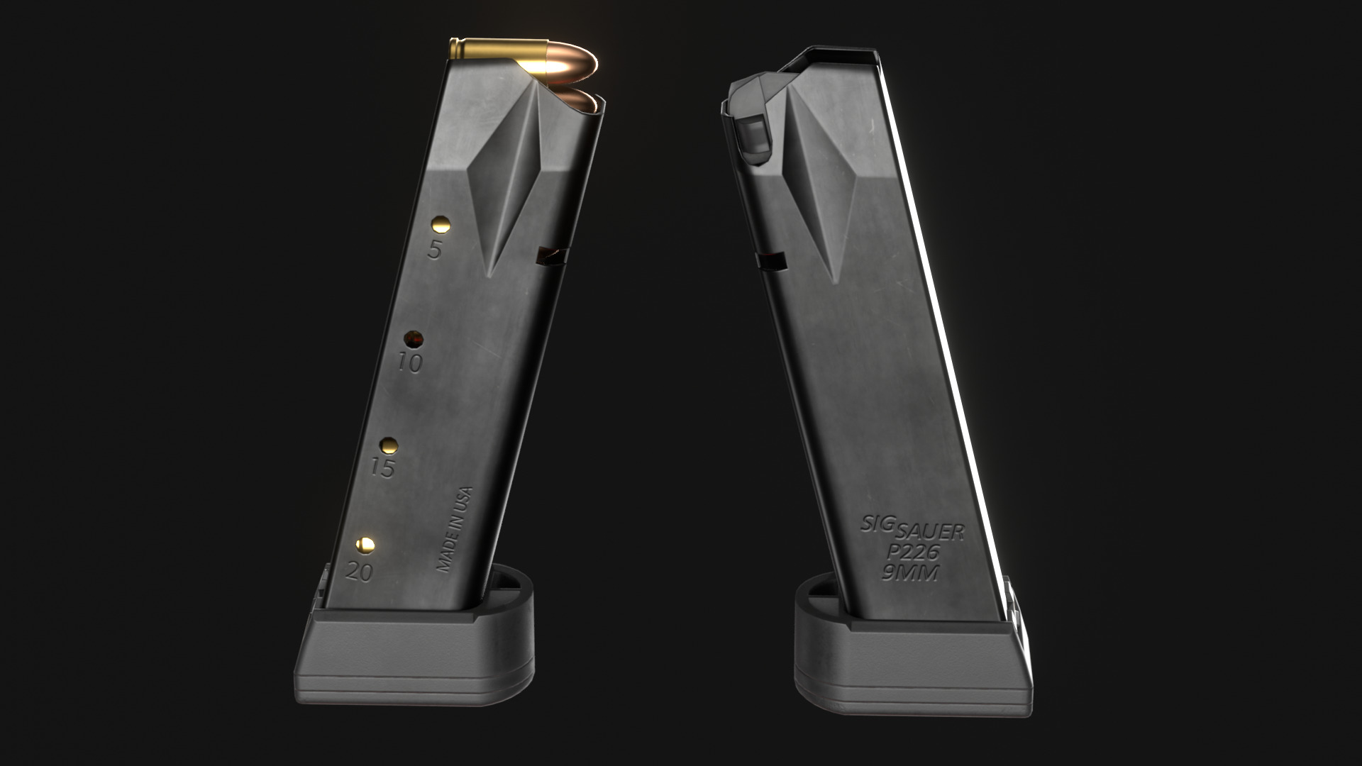 SIG Sauer P226 TACOPS and SRD9 Suppressor - Game Asset Low-poly 3D model_14