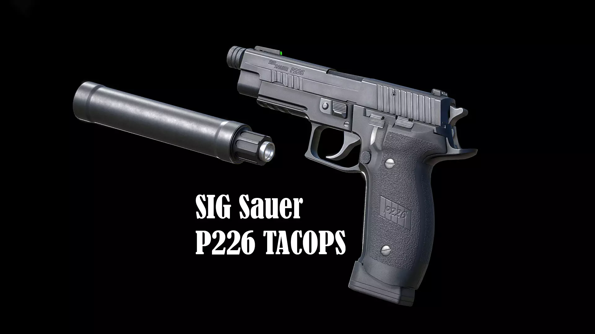 SIG Sauer P226 TACOPS and SRD9 Suppressor - Game Asset Low-poly 3D model_0