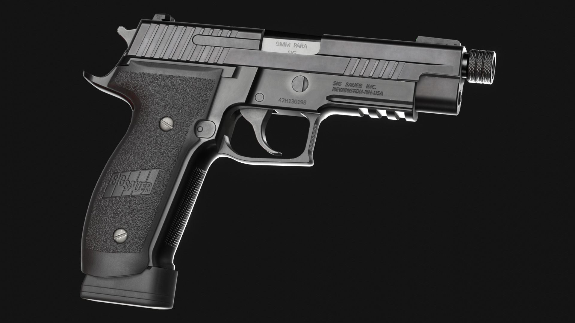 SIG Sauer P226 TACOPS and SRD9 Suppressor - Game Asset Low-poly 3D model_2