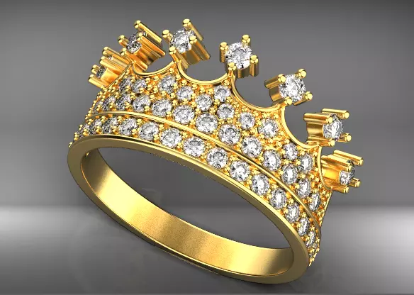 crown ring 3D print model_0