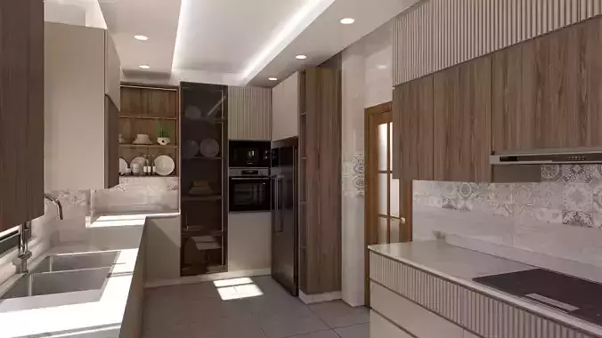 Modern Kitchen 3D Model Scene