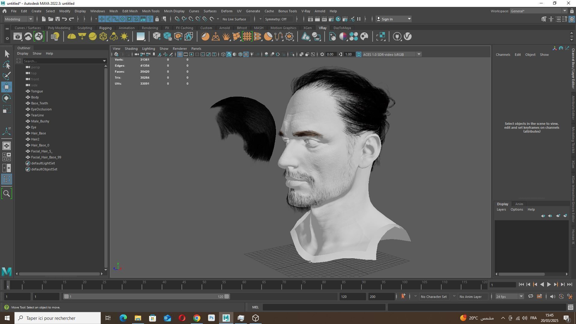Sleek Man Bun with Trimmed Beard -Game-Ready Asset Low-poly 3D model_12