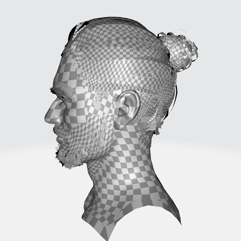 Sleek Man Bun with Trimmed Beard -Game-Ready Asset Low-poly 3D model_19