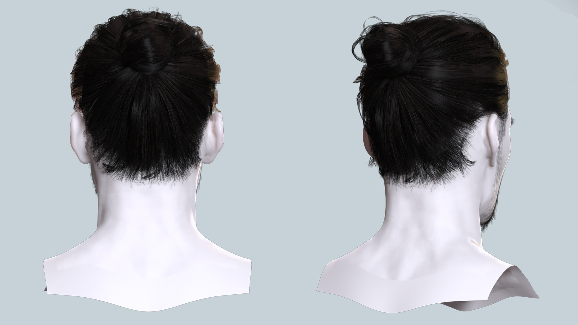 Sleek Man Bun with Trimmed Beard -Game-Ready Asset Low-poly 3D model_5