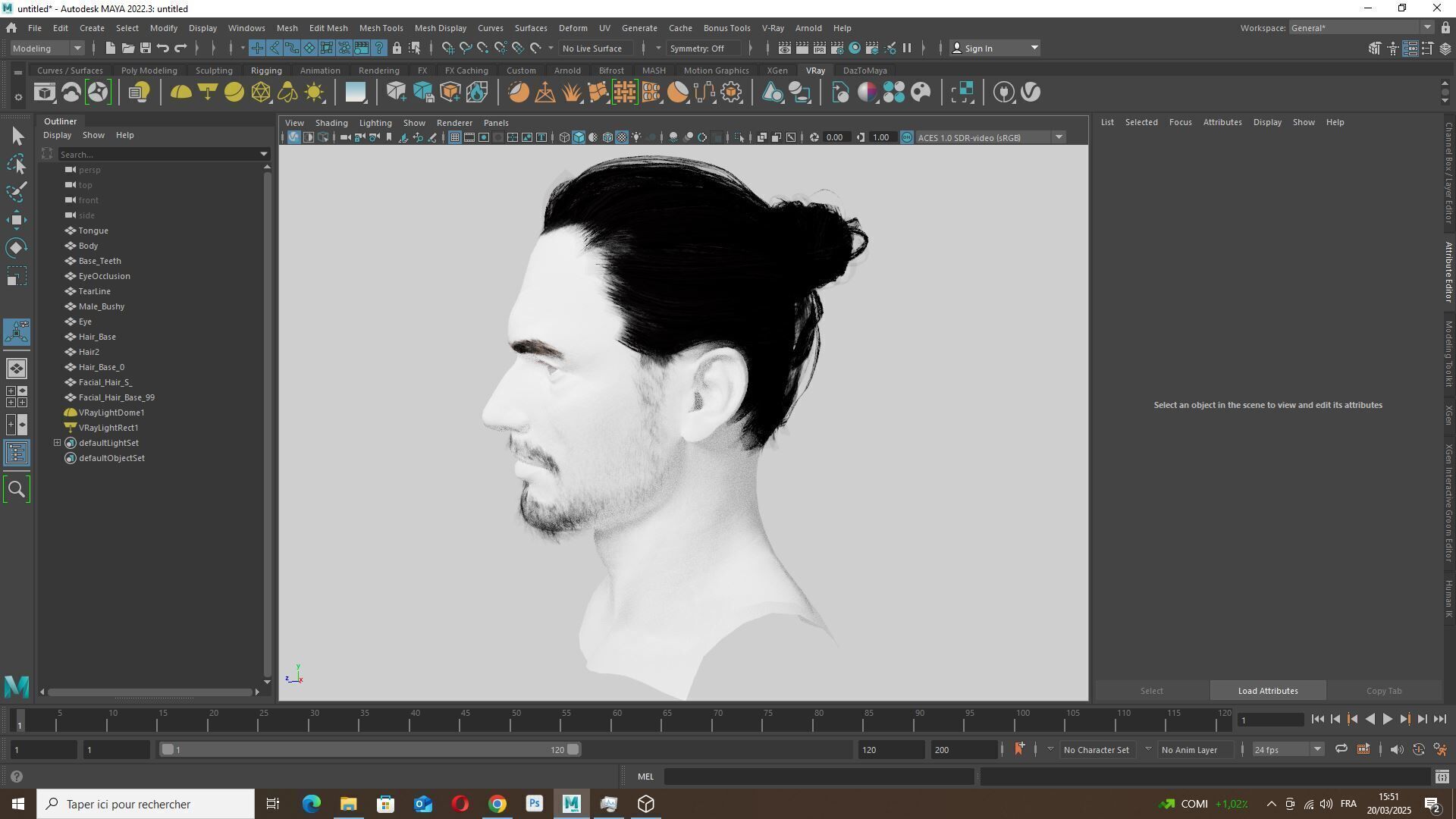 Sleek Man Bun with Trimmed Beard -Game-Ready Asset Low-poly 3D model_13