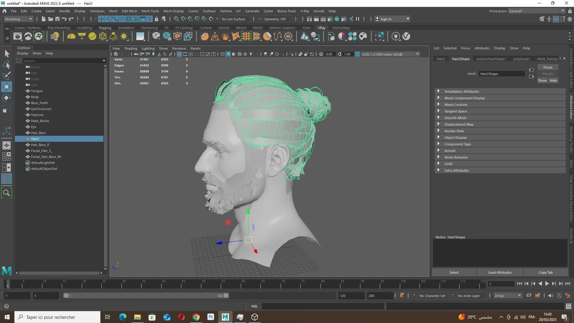 Sleek Man Bun with Trimmed Beard -Game-Ready Asset Low-poly 3D model_11