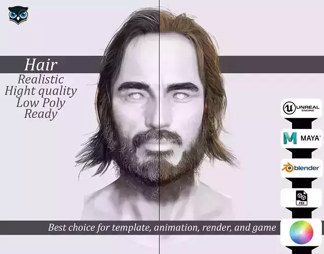 Survivor-Style Hair Beard -Premium 3D Model