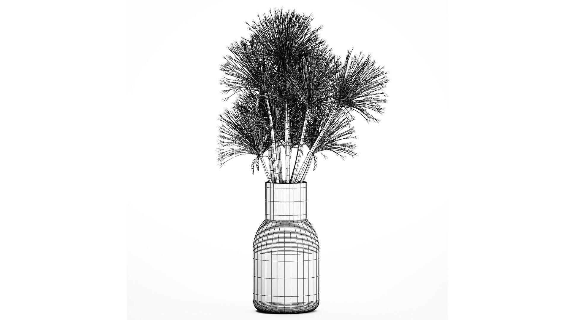 Bouquet Dried Flowers White Branches Hogweed Vase 553 3D model_5