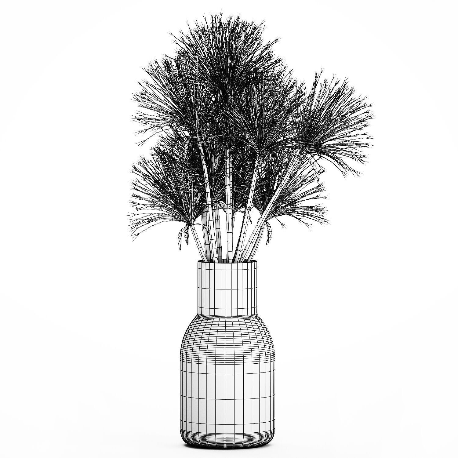 Bouquet Dried Flowers White Branches Hogweed Vase 553 3D model_11