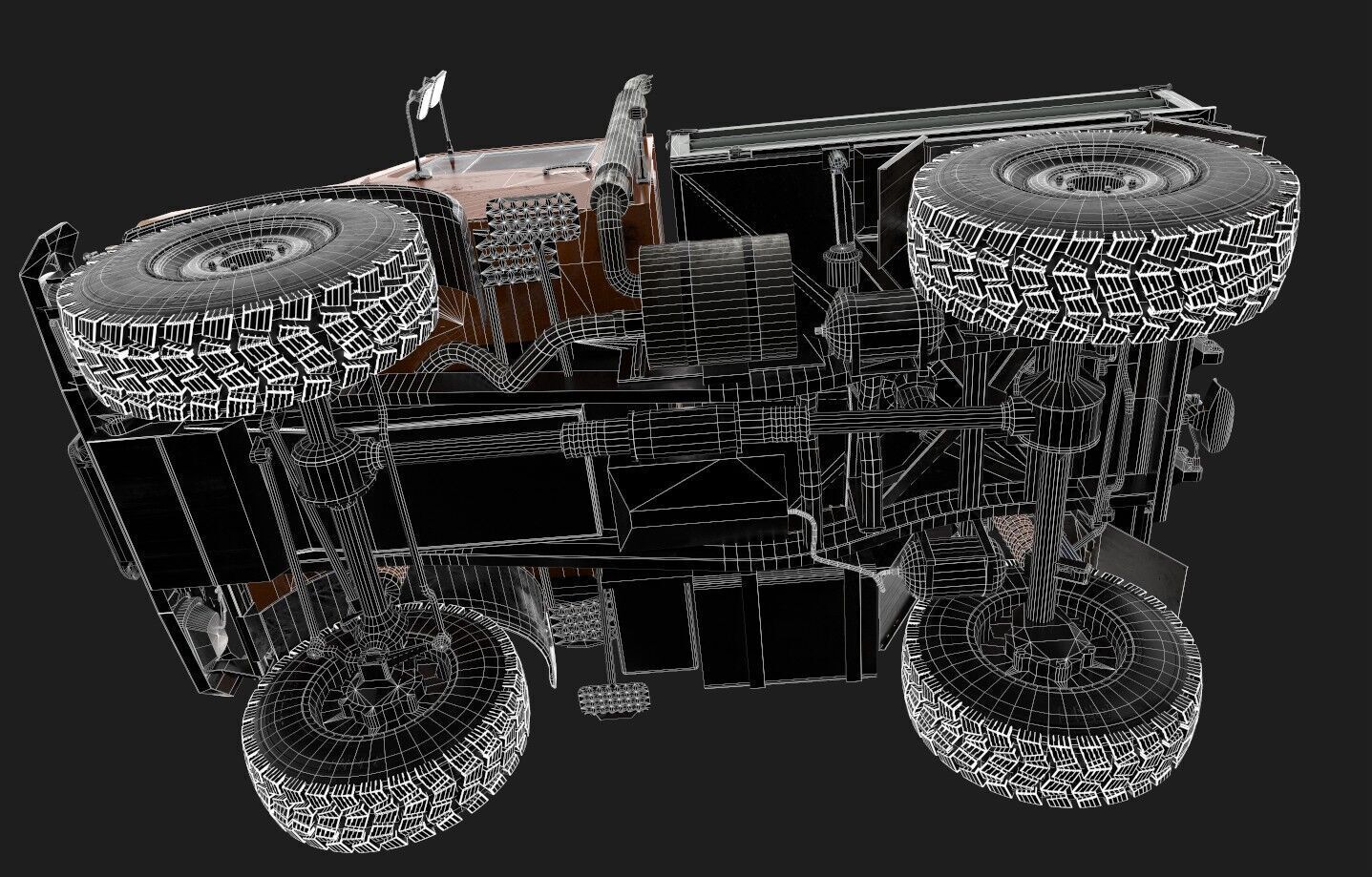 Unimog U1650 Low-poly 3D model_11