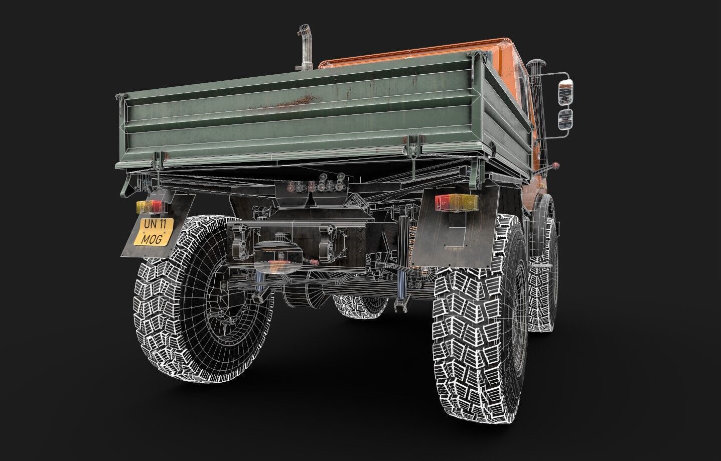 Unimog U1650 Low-poly 3D model_9