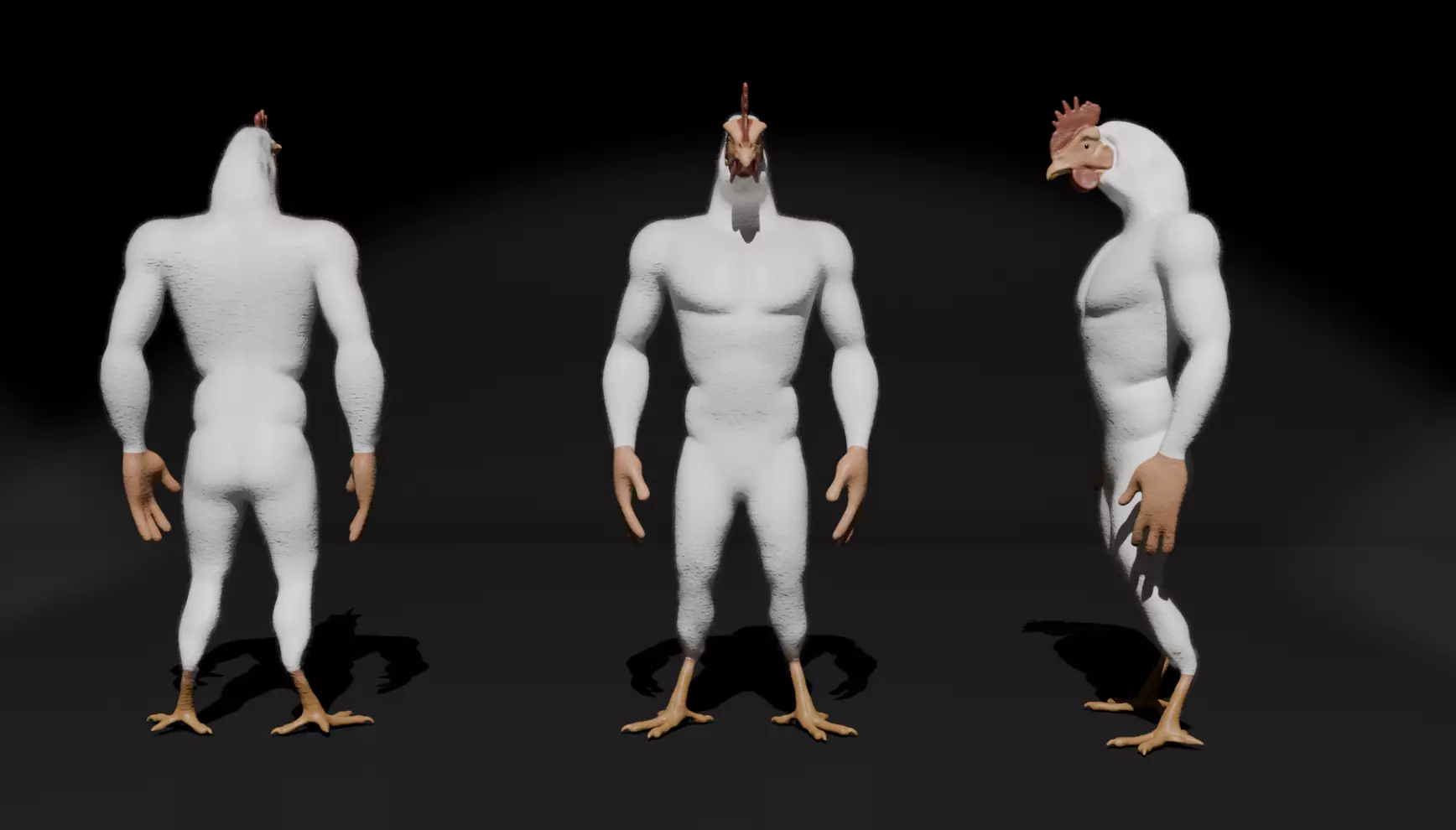 Chicken-Man Rigged and Textured Low-poly 3D model
