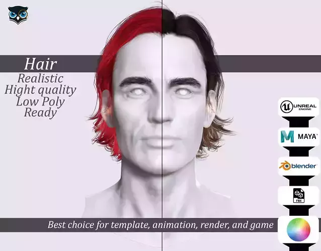 Relaxed Shoulder Hair - Premium 3D Character Hair