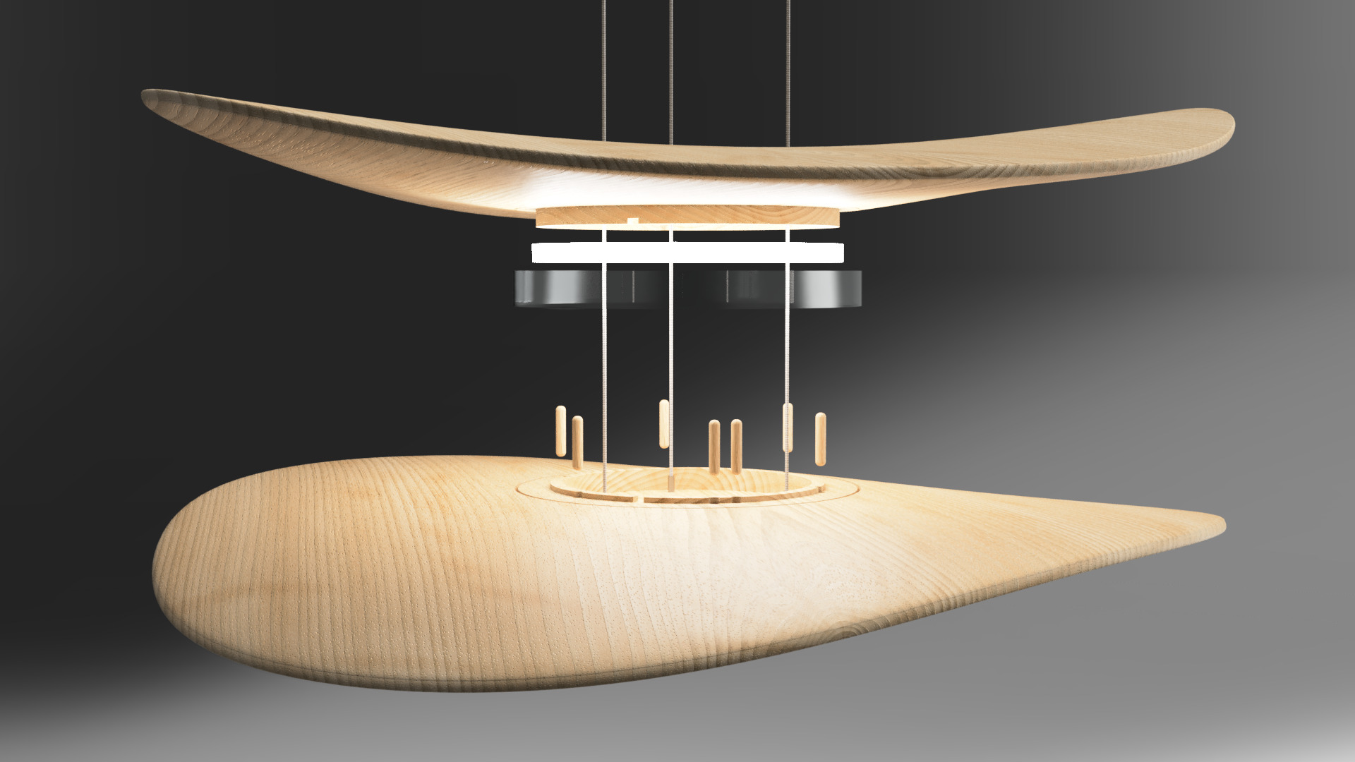Wooden Dual Disk Pendant Light 3D Model for CNC 3D Printing 3D print model_10