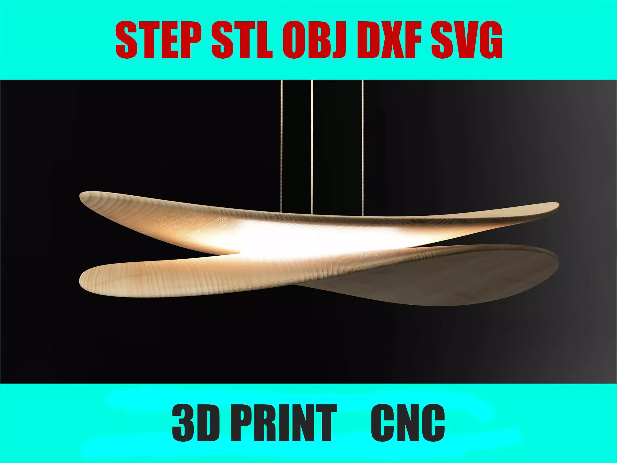 Wooden Dual Disk Pendant Light 3D Model for CNC 3D Printing 3D print model_0