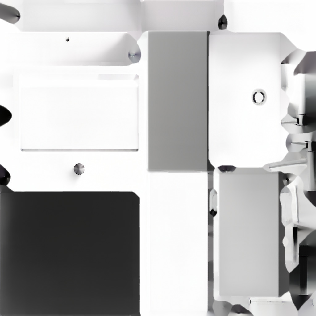 Modern Wall-Mounted Rectangular Sink with Chrome Faucet 3D model_12