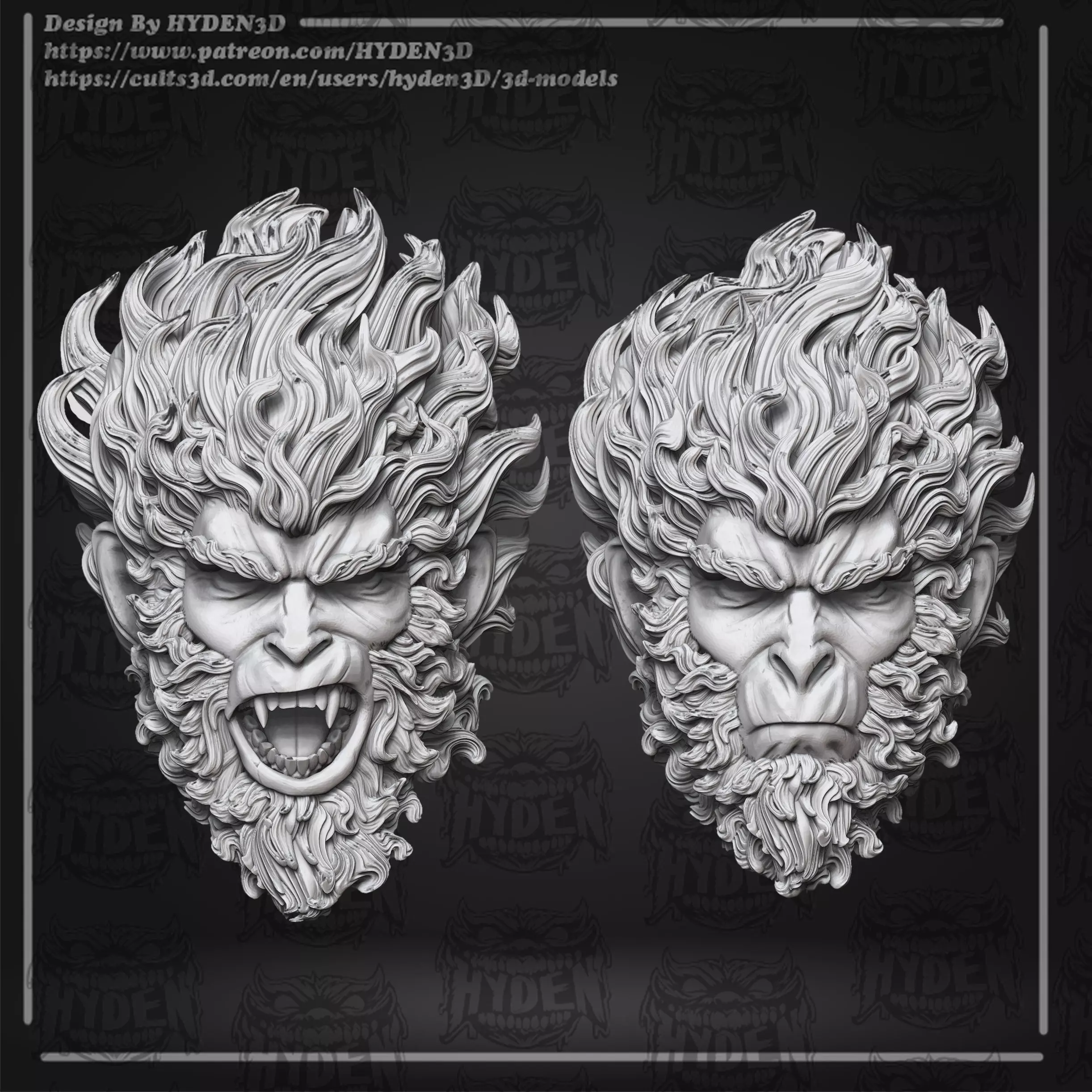 wukong head 3D print model