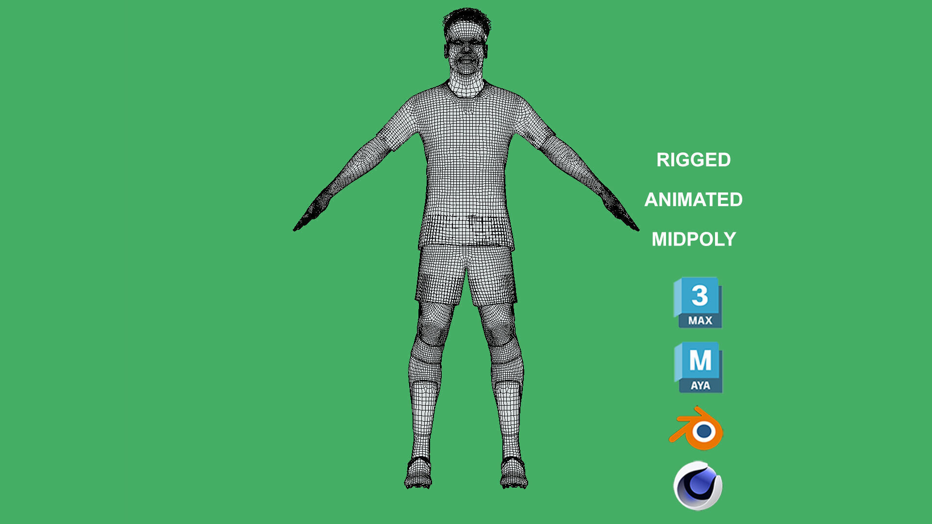 3D Rigged Felix Nmecha Dortmund 2025 Low-poly 3D model_13
