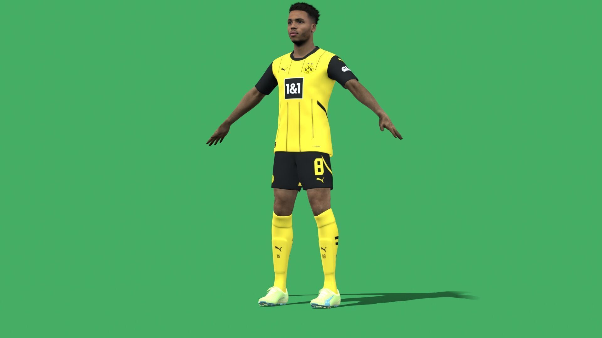 3D Rigged Felix Nmecha Dortmund 2025 Low-poly 3D model_10