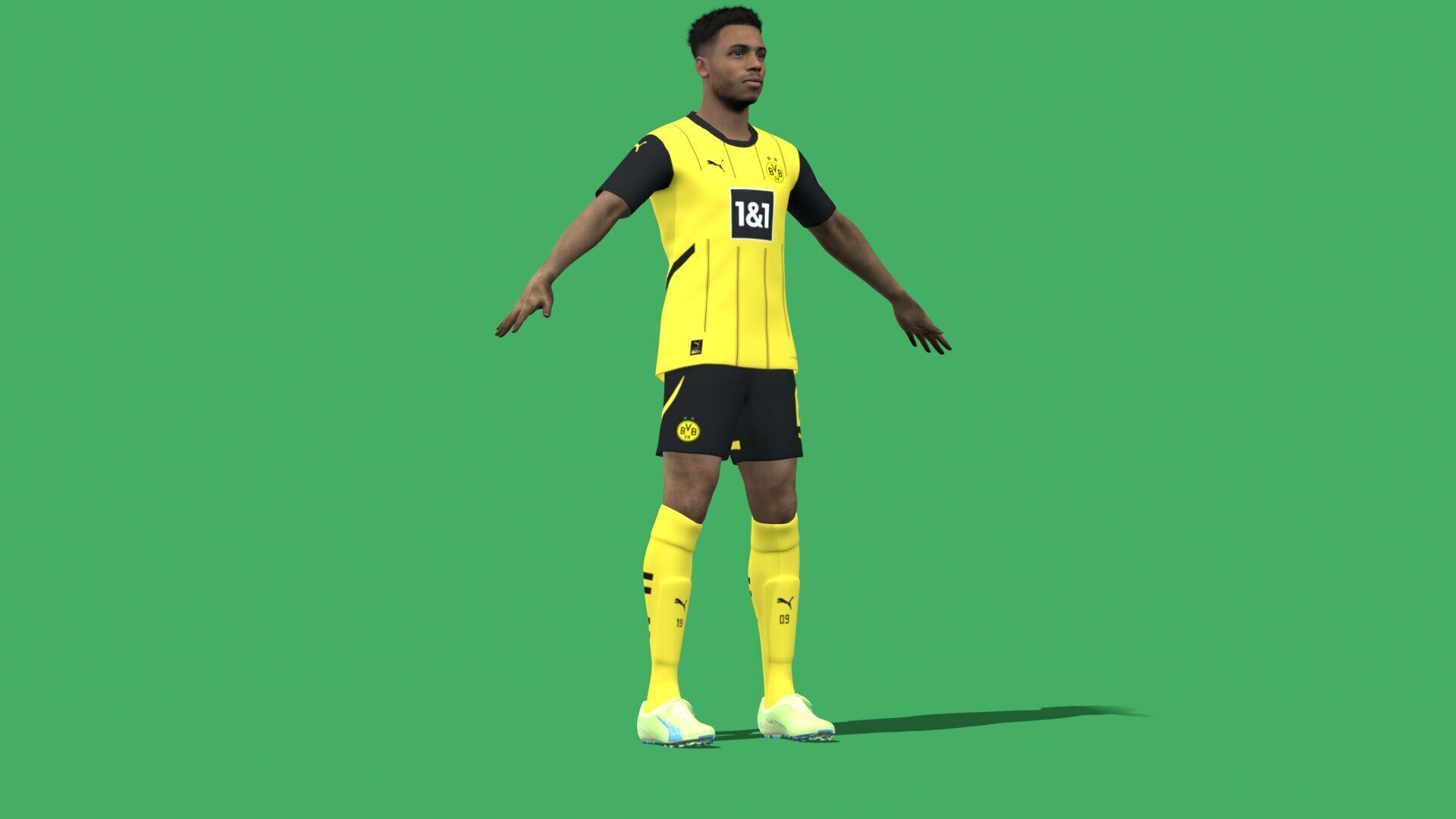 3D Rigged Felix Nmecha Dortmund 2025 Low-poly 3D model_4