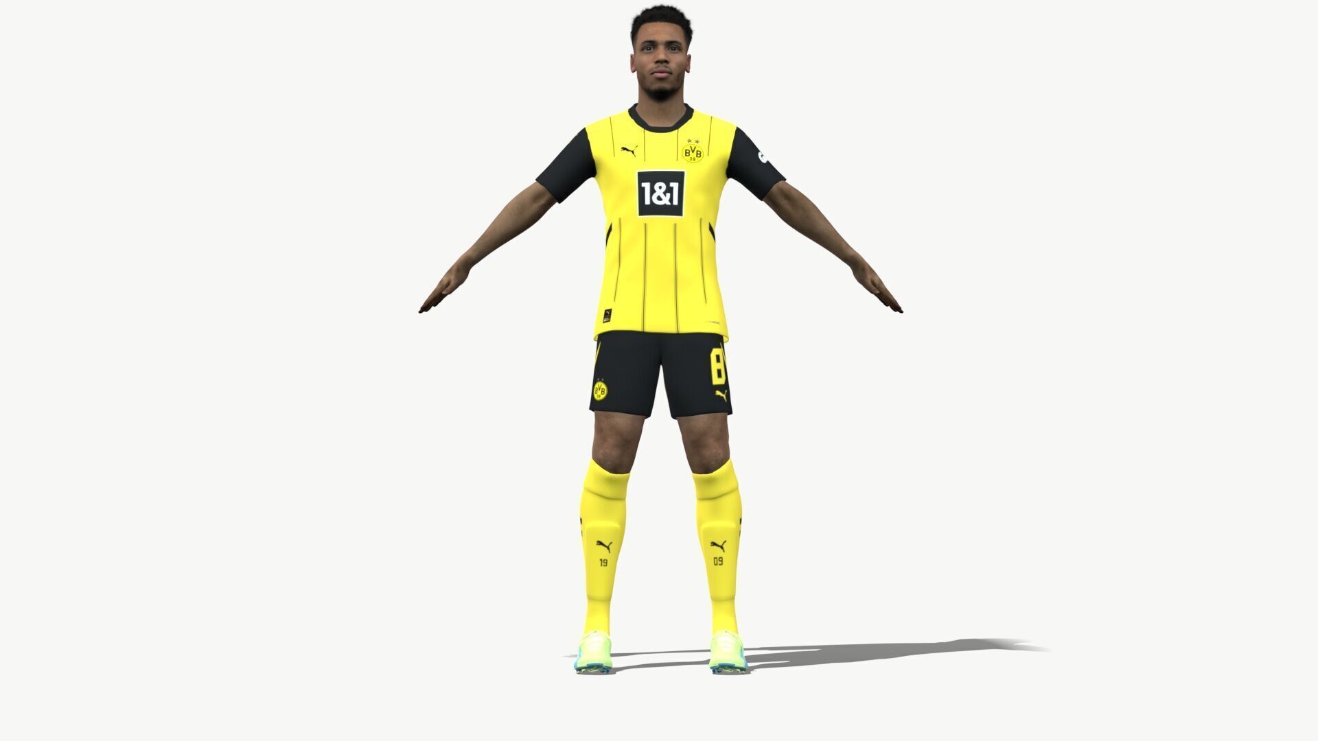 3D Rigged Felix Nmecha Dortmund 2025 Low-poly 3D model_2