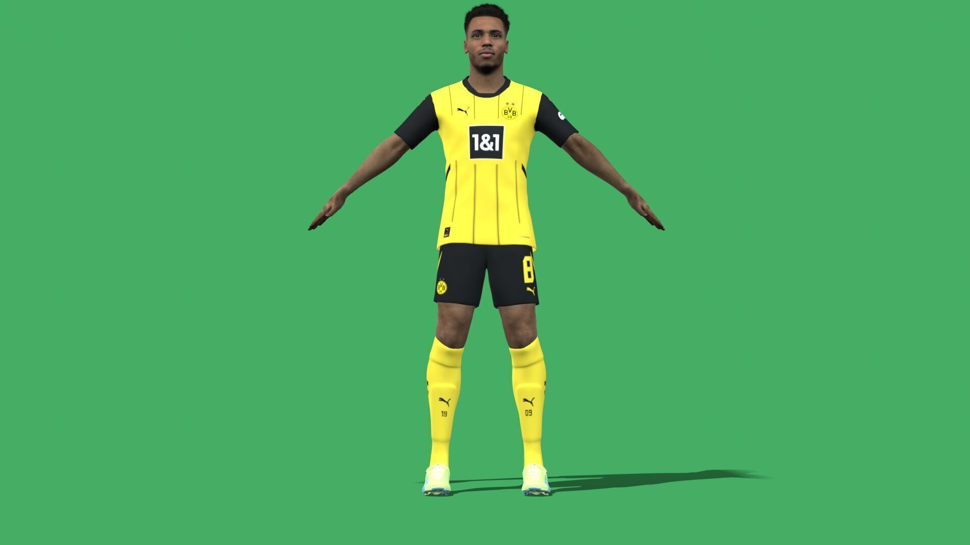 3D Rigged Felix Nmecha Dortmund 2025 Low-poly 3D model_3