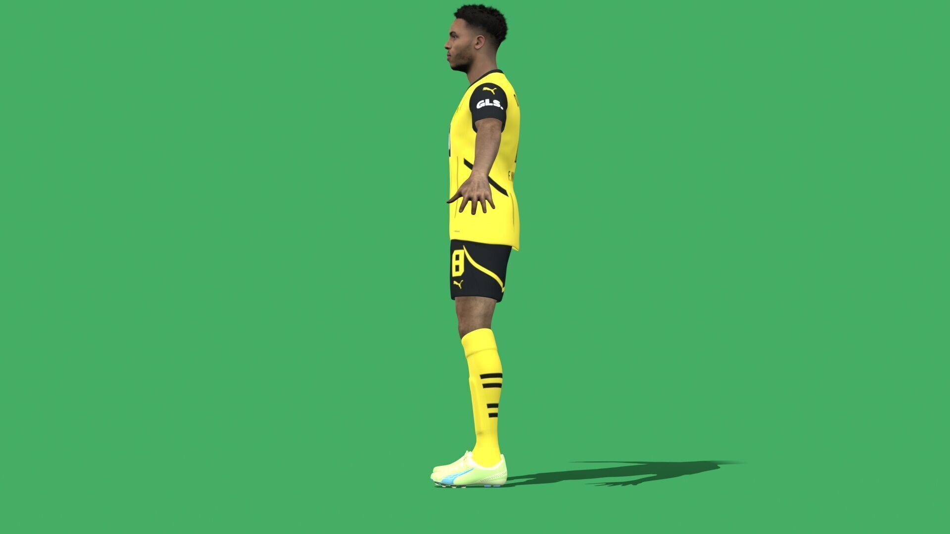 3D Rigged Felix Nmecha Dortmund 2025 Low-poly 3D model_9