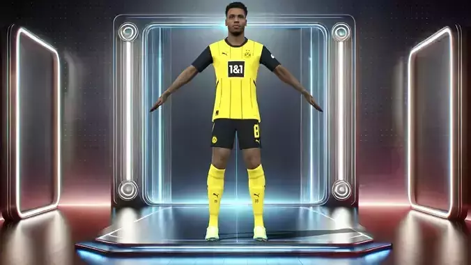 3D Rigged Felix Nmecha Dortmund 2025 Low-poly 3D model