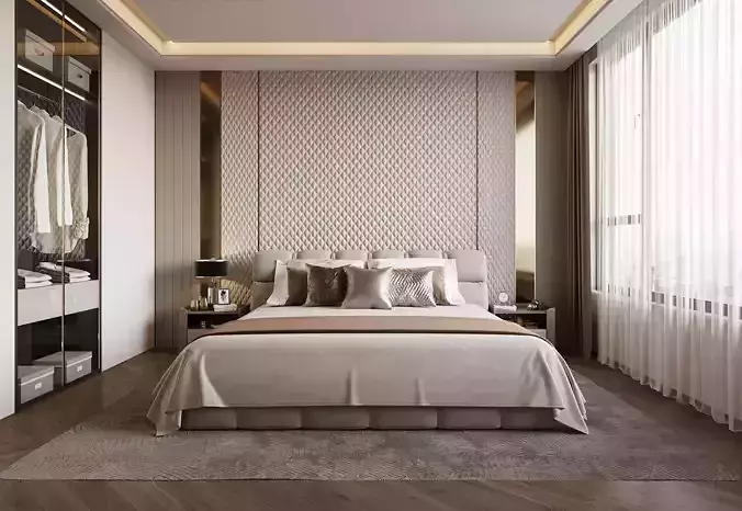 Luxurious Modern Bedroom 045 3D model