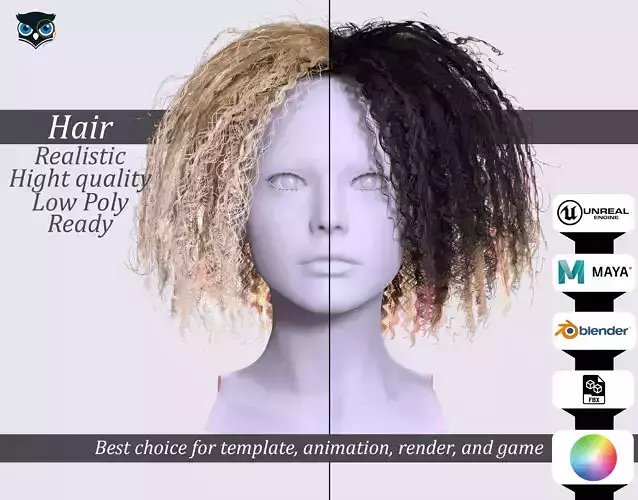 MessyCurly Afro Hair -Voluminous 3D Female Hairstyle