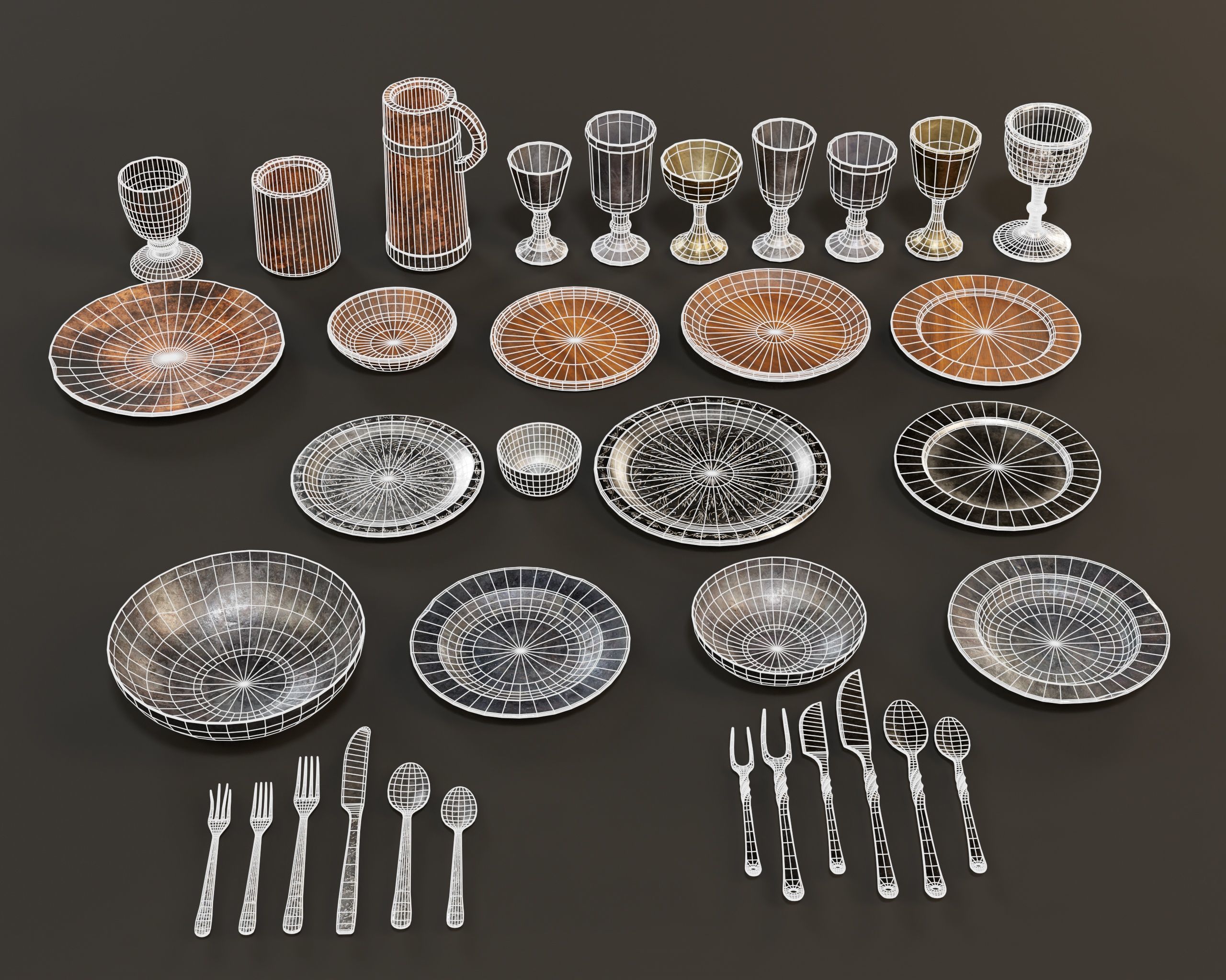 Medieval Tableware Pack 3D Model Collection_10