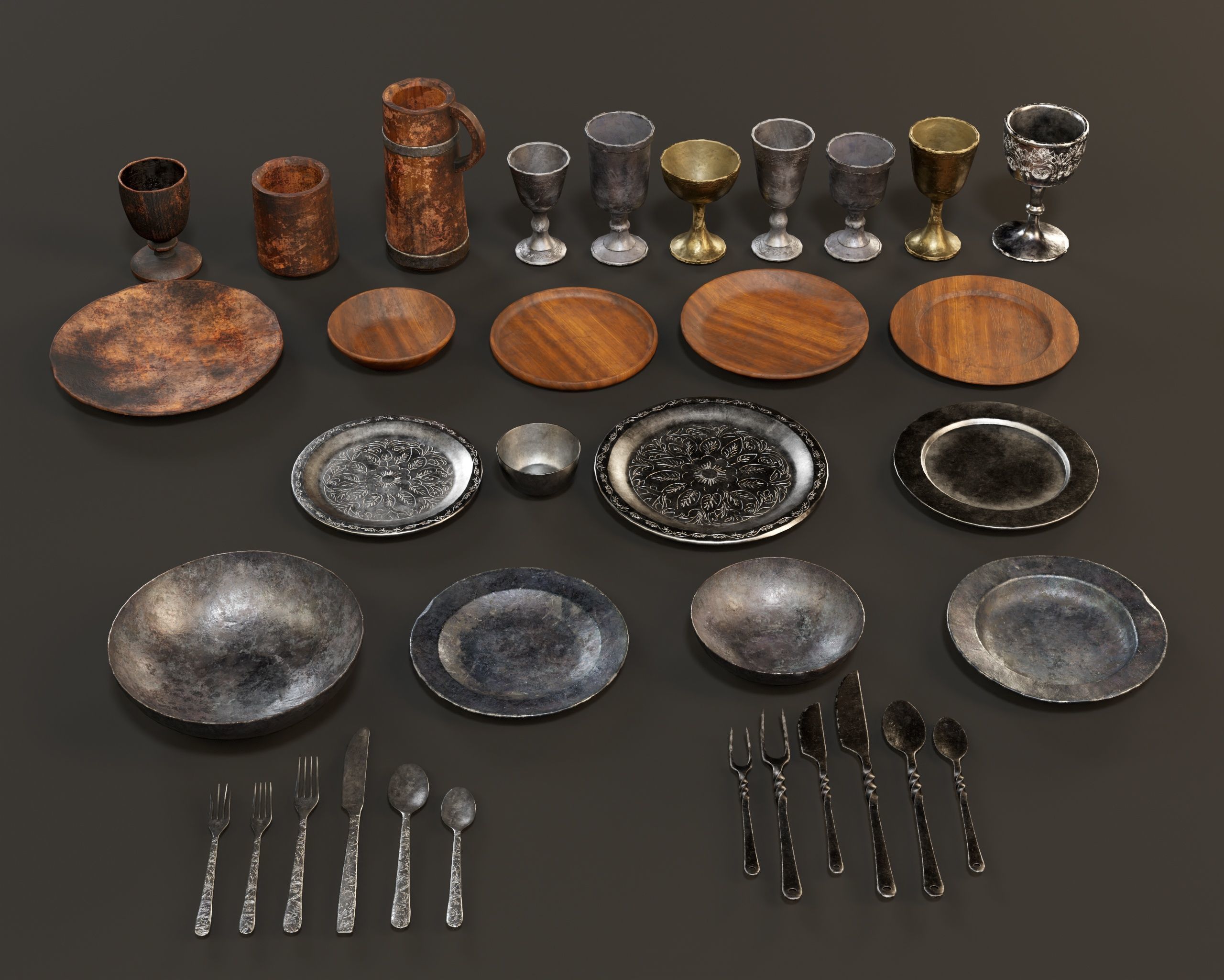Medieval Tableware Pack 3D Model Collection_9