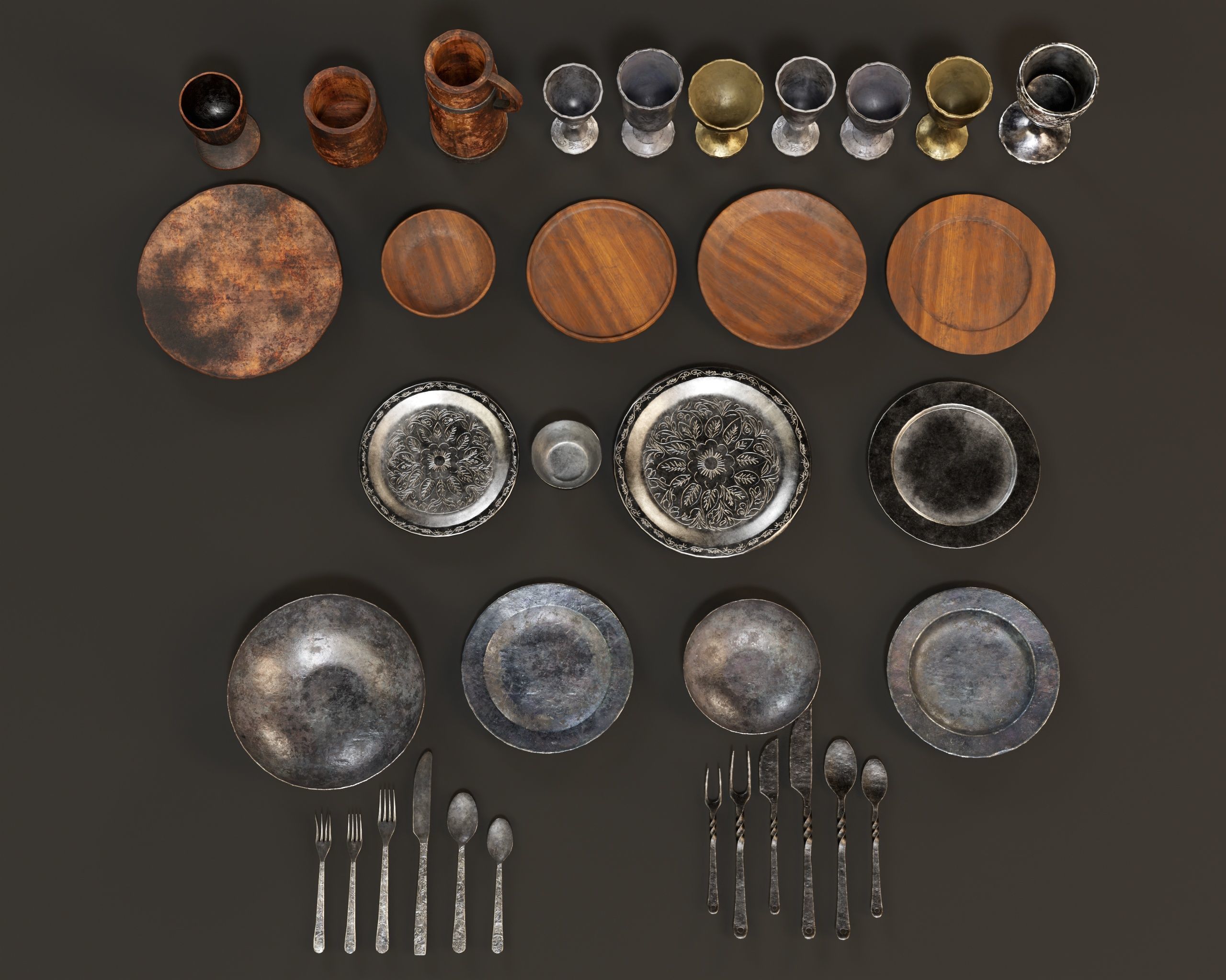 Medieval Tableware Pack 3D Model Collection_11