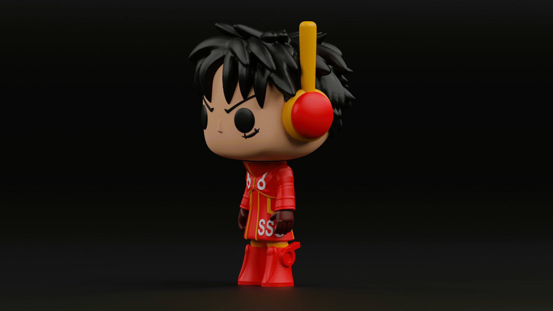 luffy in SSG coat funko pop from the anime one piece 3D print model_2