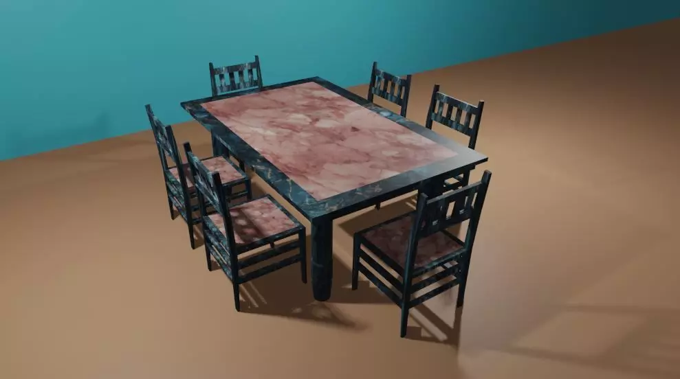 Dining Table and Chairs 3D model_0