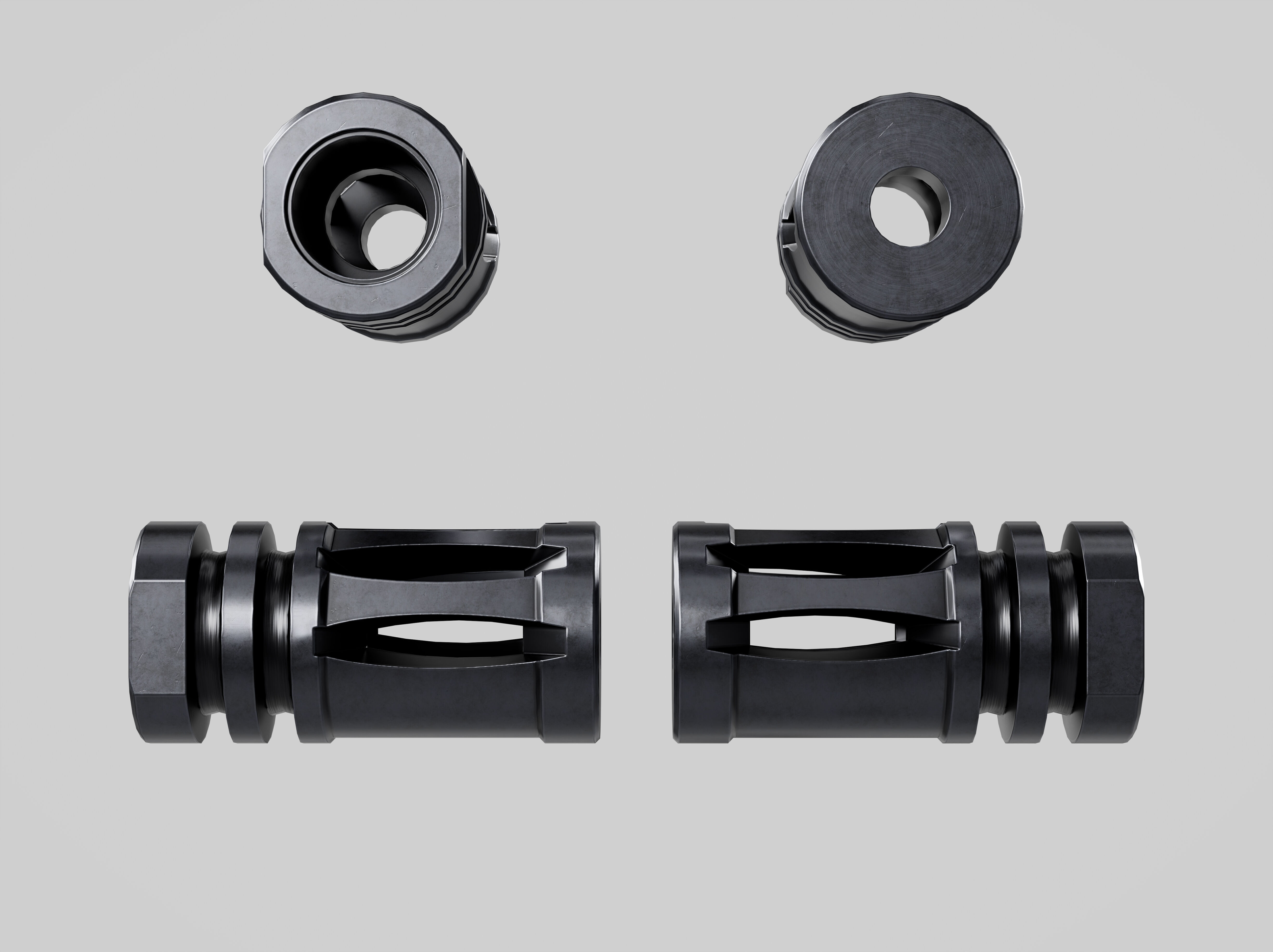A2 Muzzle Brake 5 56 and 223 Low-poly 3D model_3