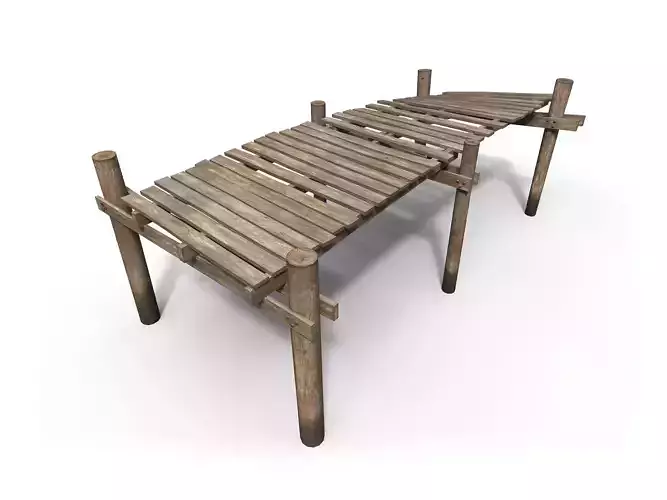 Old wooden pier Low-poly 3D model Old wooden pier Low-poly 3D model