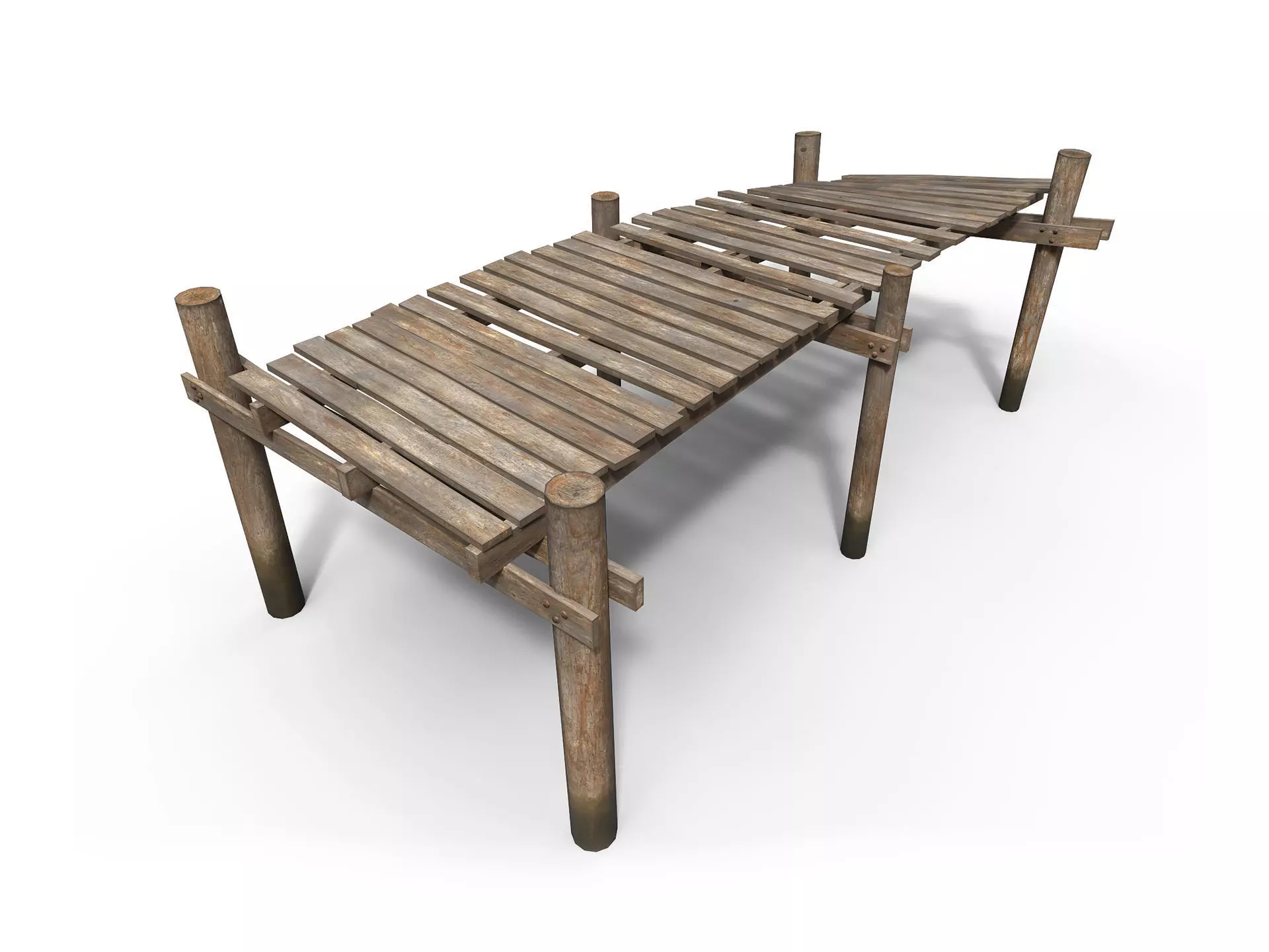 Old wooden pier Low-poly 3D model_0