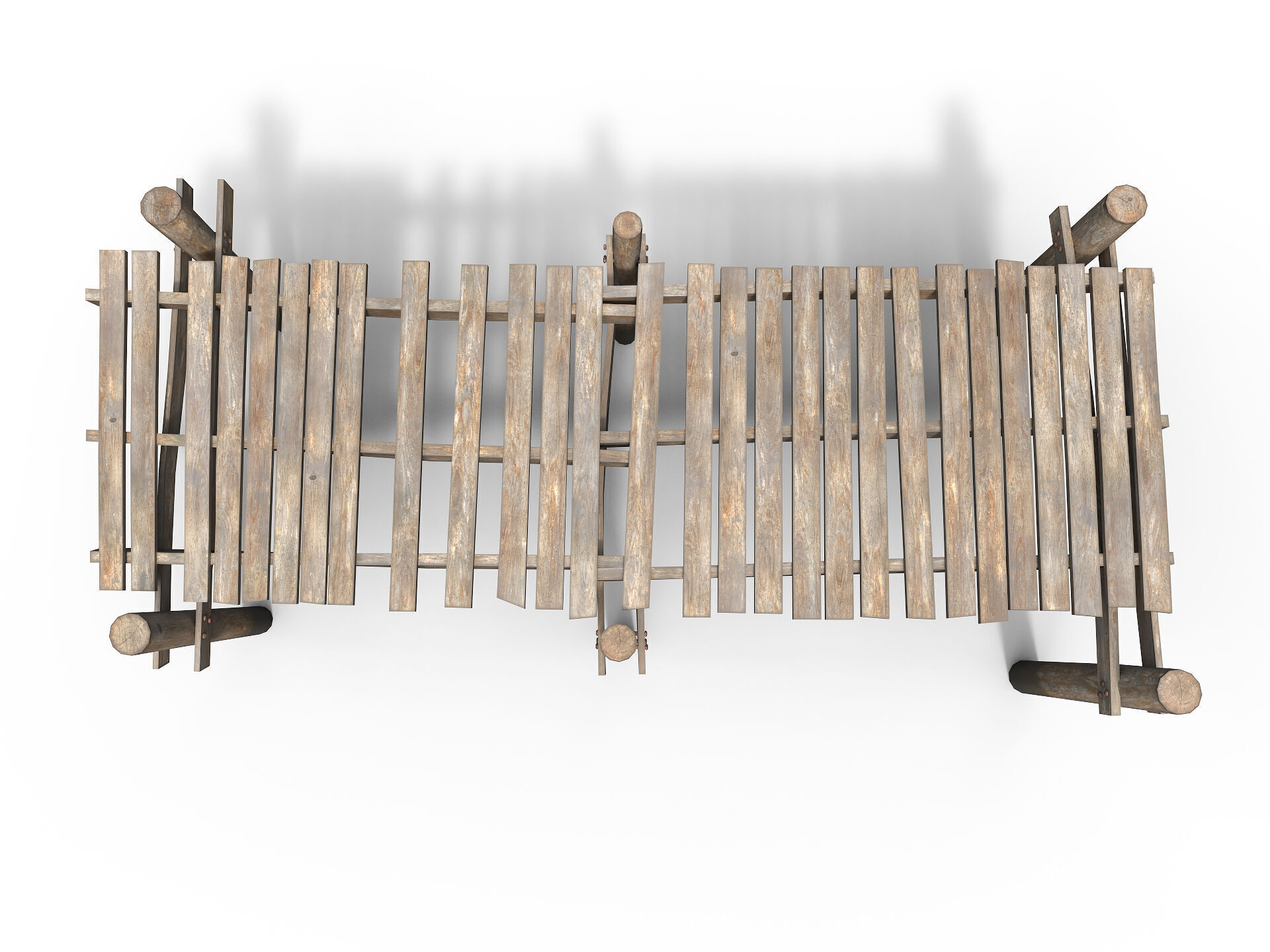 Old wooden pier Low-poly 3D model_7