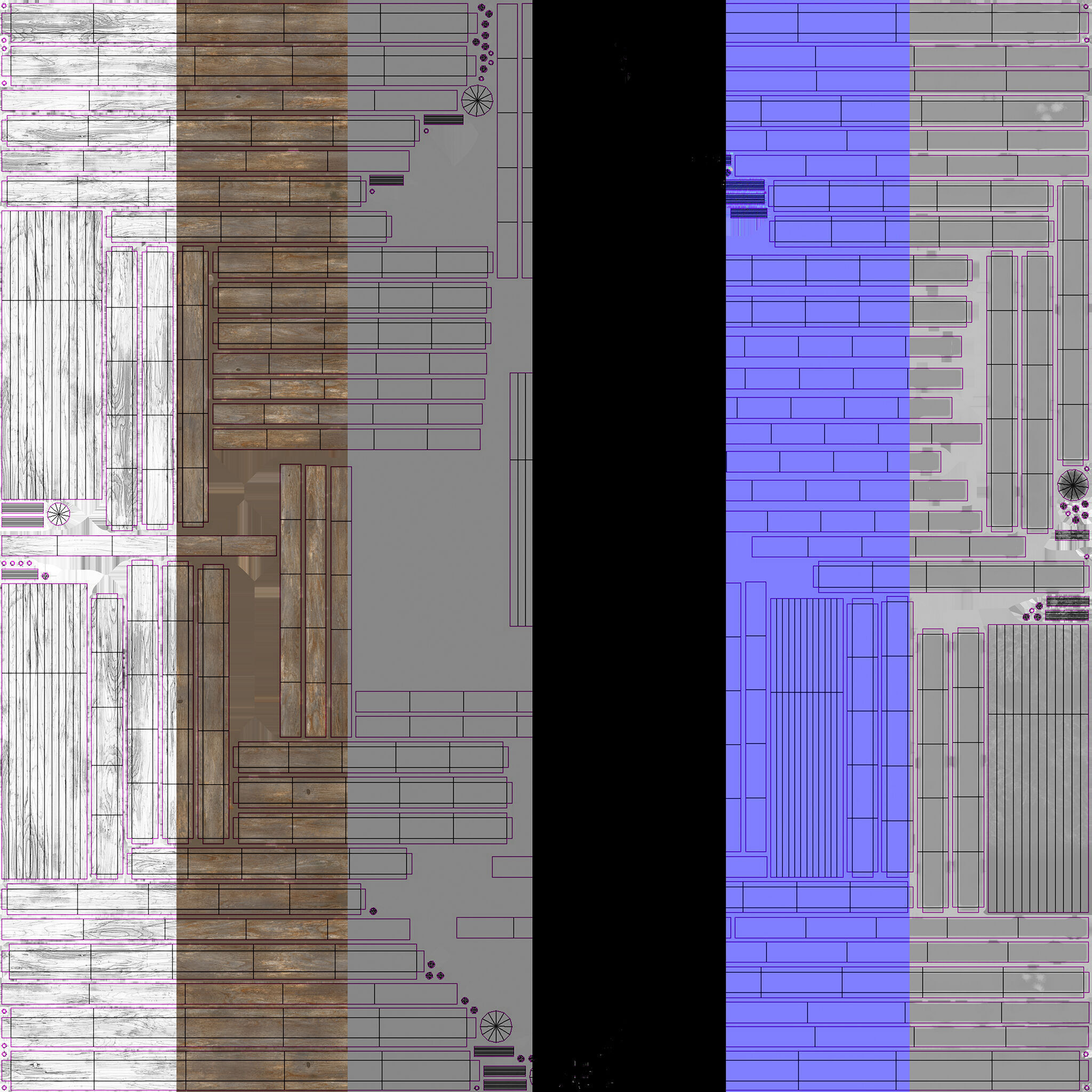 Old wooden pier Low-poly 3D model_9