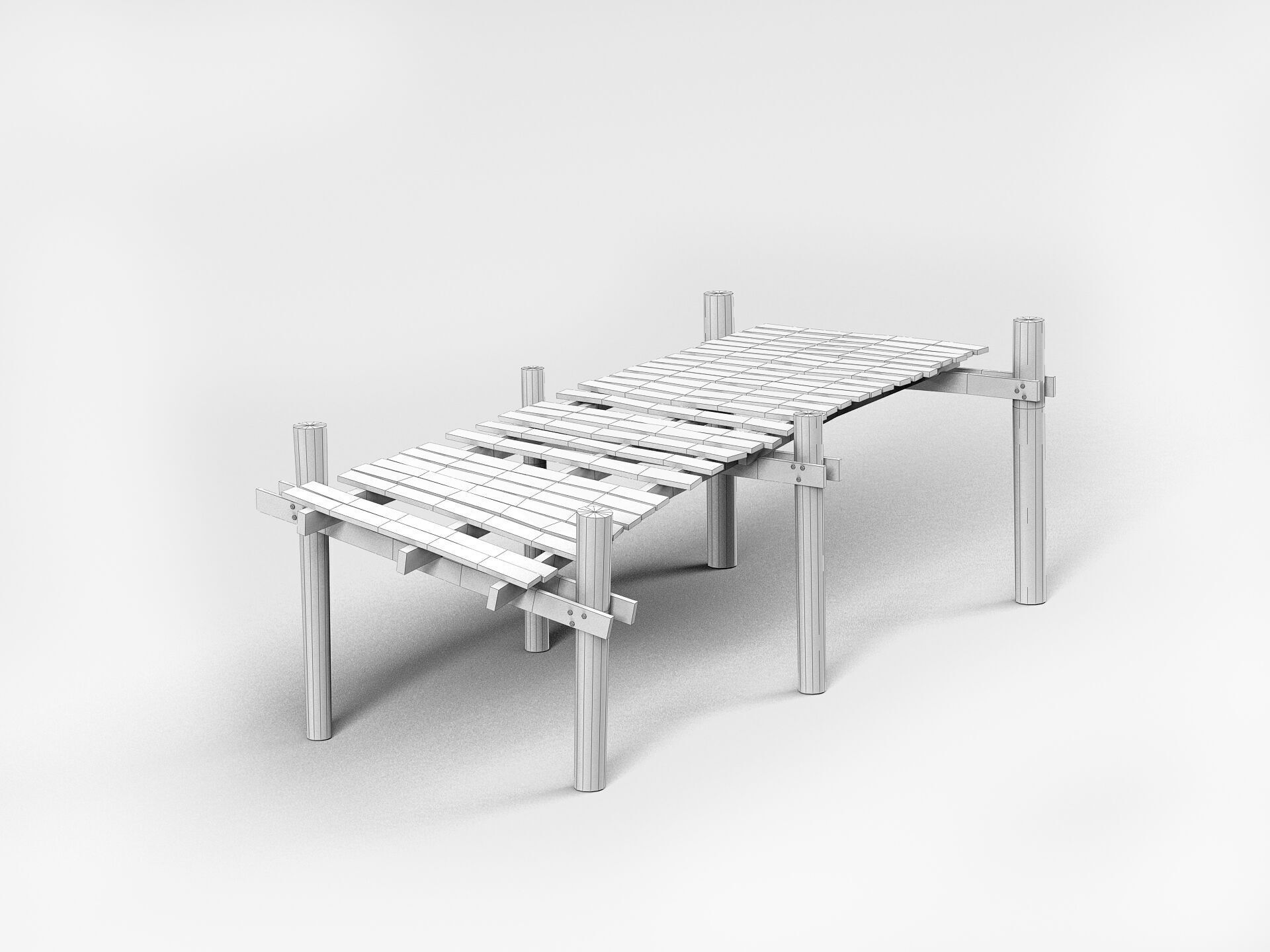 Old wooden pier Low-poly 3D model_8