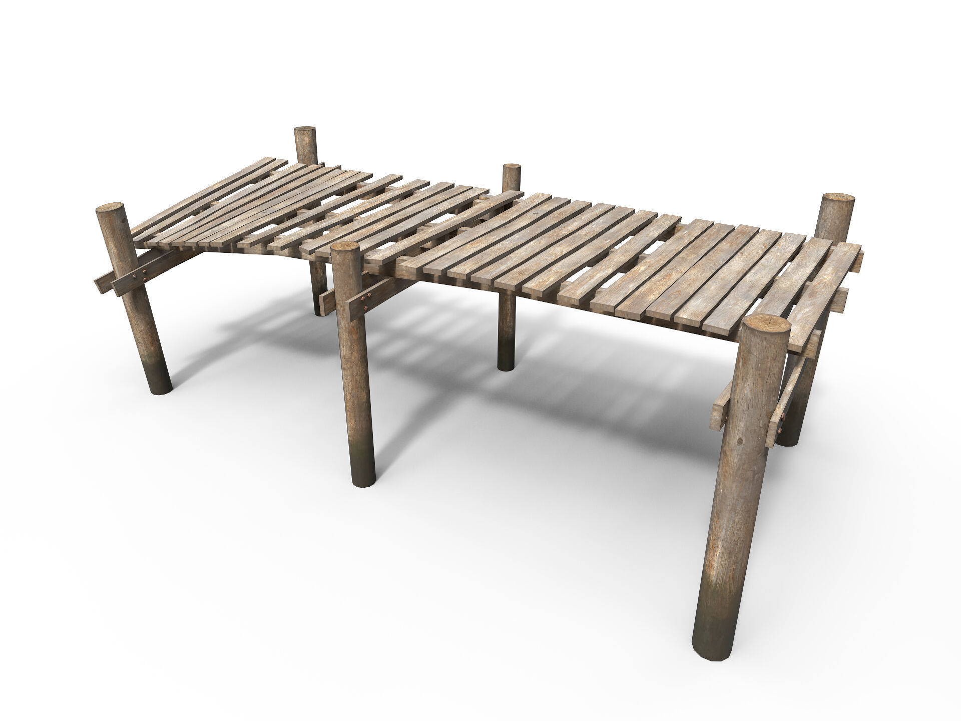 Old wooden pier Low-poly 3D model_6