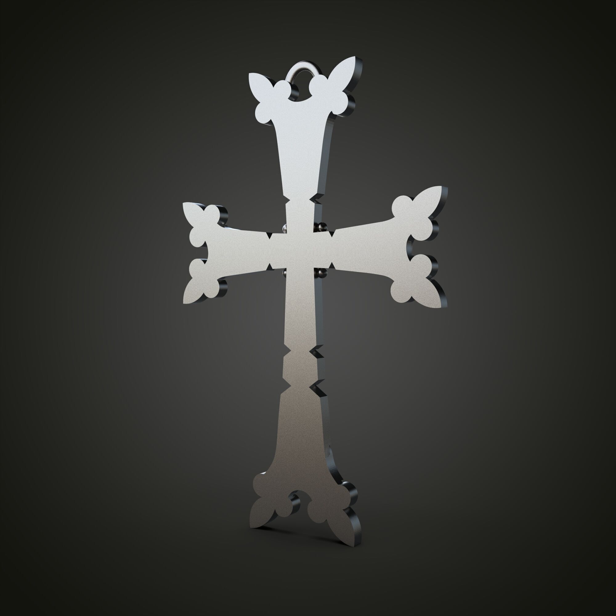 Ornamental Cross Pendant 3D print model_3