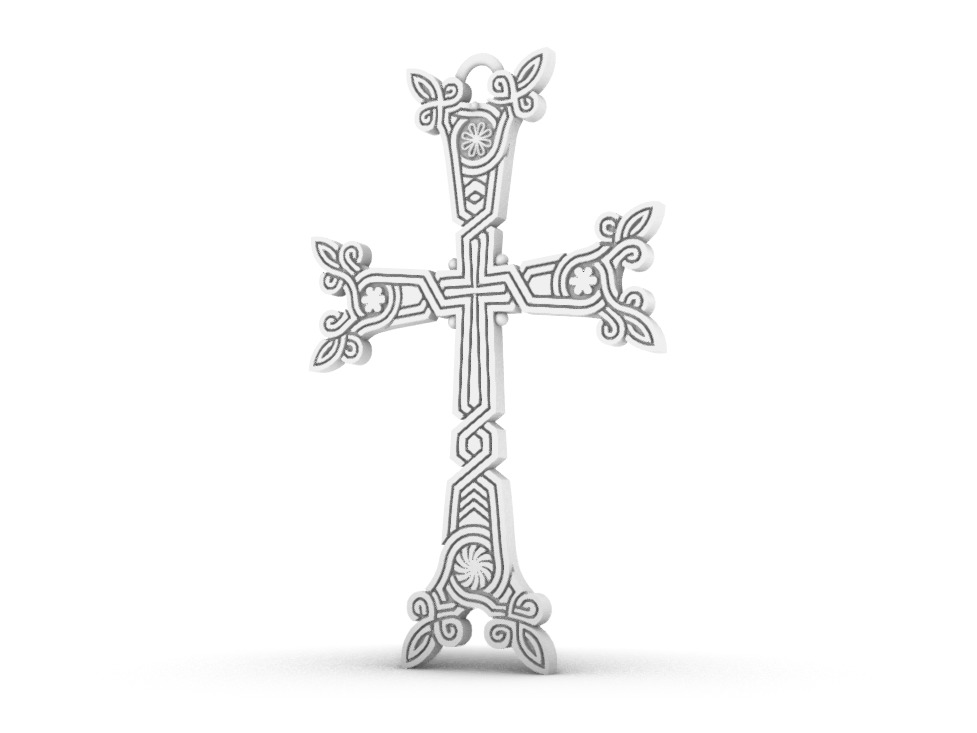 Ornamental Cross Pendant 3D print model_8